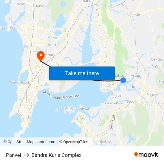 Panvel to Bandra Kurla Complex map