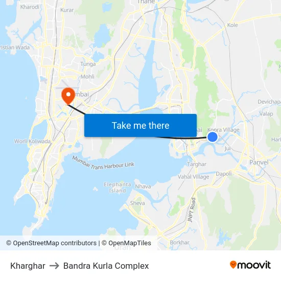 Kharghar to Bandra Kurla Complex map