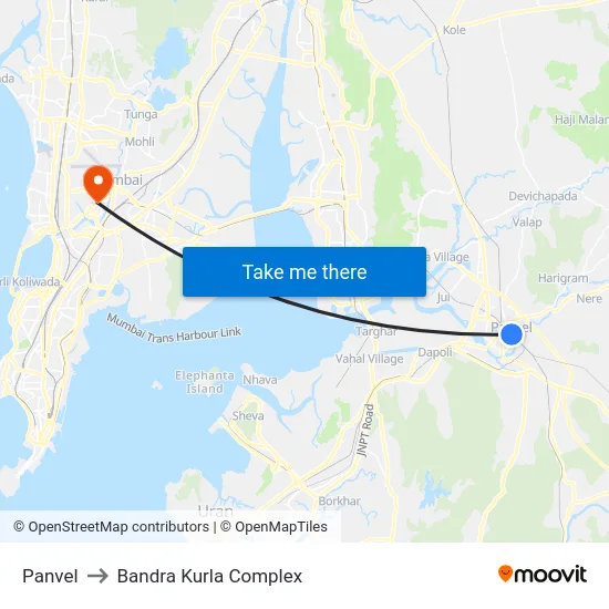 Panvel to Bandra Kurla Complex map