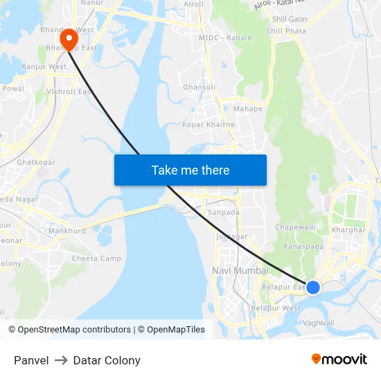 Panvel to Datar Colony map