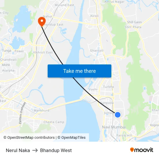 Nerul Naka to Bhandup West map