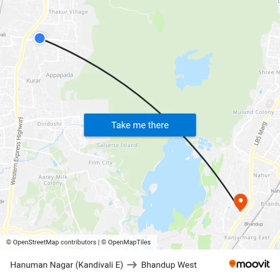 Hanuman Nagar (Kandivali E) to Bhandup West map