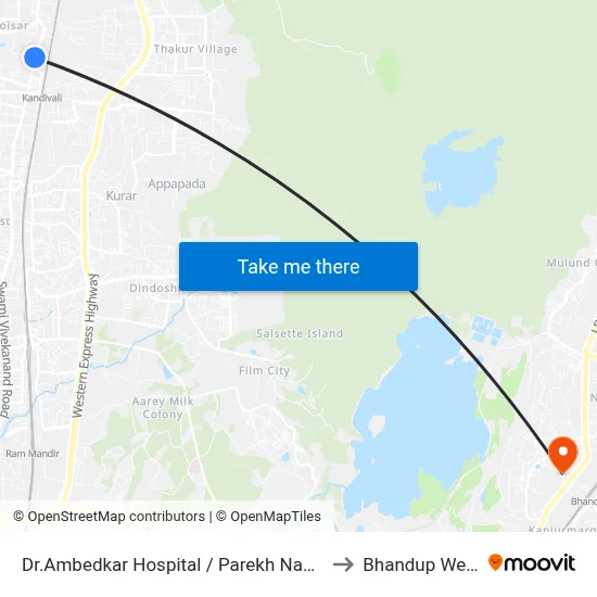 Dr.Ambedkar Hospital / Parekh Nagar to Bhandup West map
