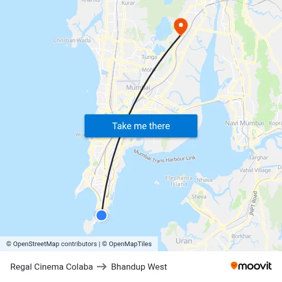 Regal Cinema Colaba to Bhandup West map