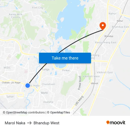Marol Naka to Bhandup West map