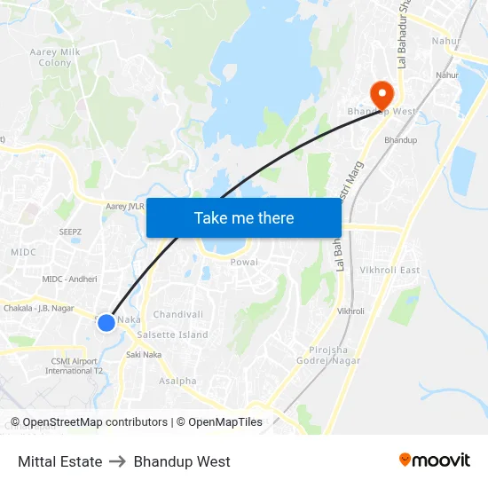 Mittal Estate to Bhandup West map