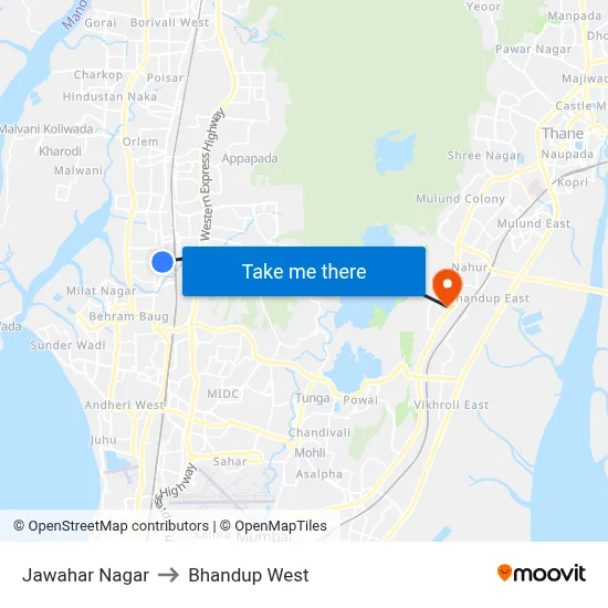 Jawahar Nagar to Bhandup West map