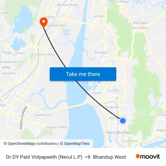 Dr DY Patil Vidyapeeth (Nerul L.P) to Bhandup West map