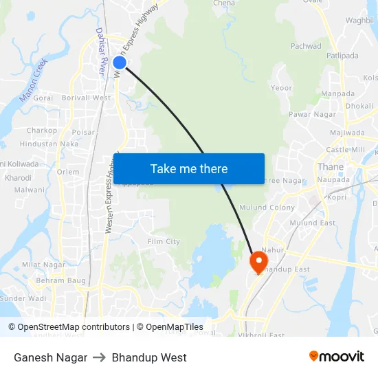 Ganesh Nagar to Bhandup West map