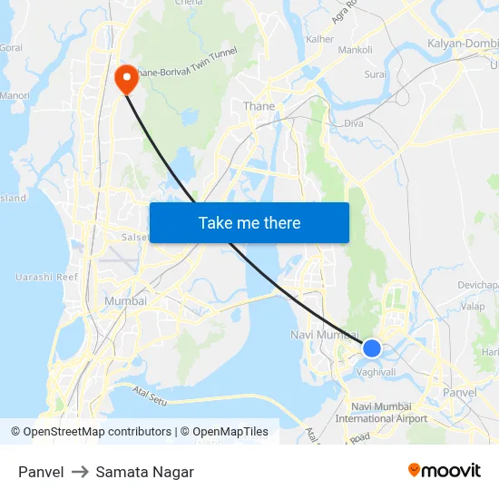 Panvel to Samata Nagar map