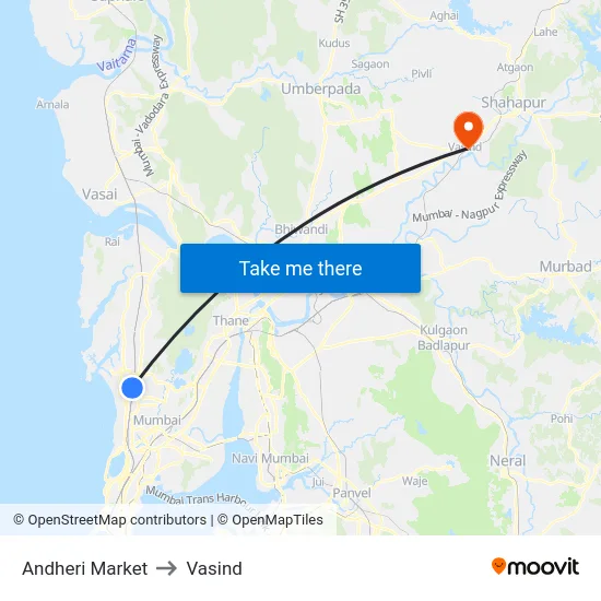Andheri Market to Vasind map