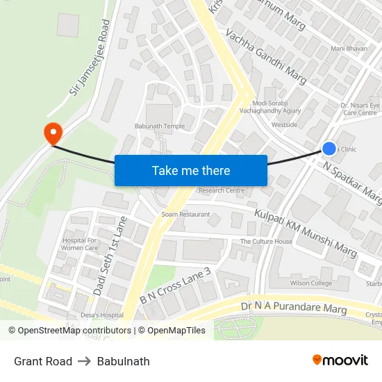Grant Road to Babulnath map