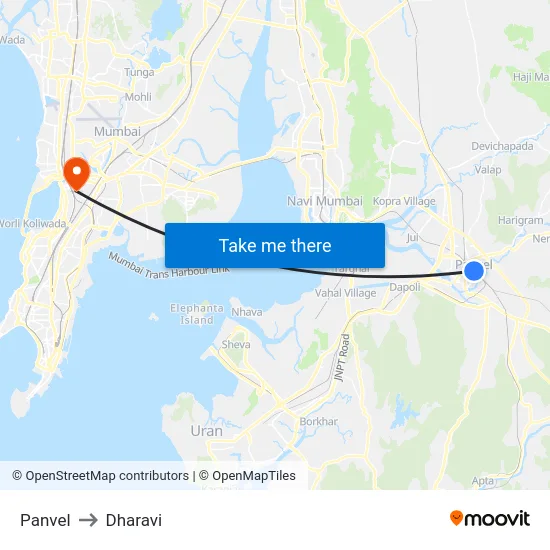 Panvel to Dharavi map