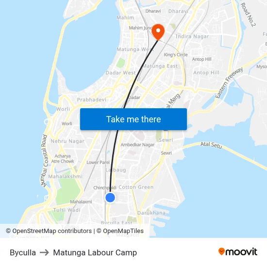 Byculla to Matunga Labour Camp map
