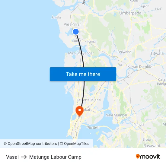 Vasai to Matunga Labour Camp map