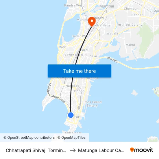 Chhatrapati Shivaji Terminus to Matunga Labour Camp map