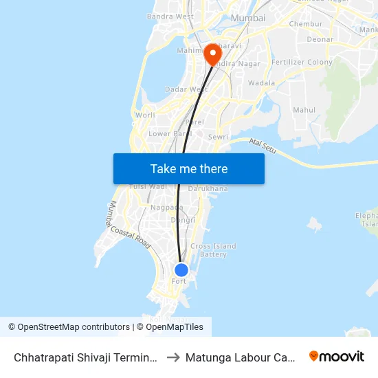 Chhatrapati Shivaji Terminus to Matunga Labour Camp map