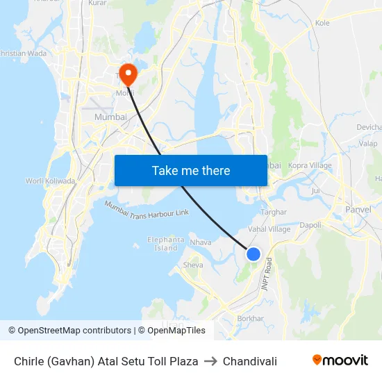 Chirle (Gavhan) Atal Setu Toll Plaza to Chandivali map