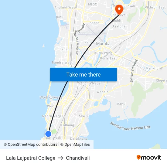 Lala Lajpatrai College to Chandivali map