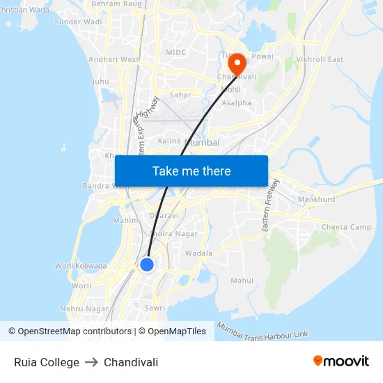 Ruia College to Chandivali map