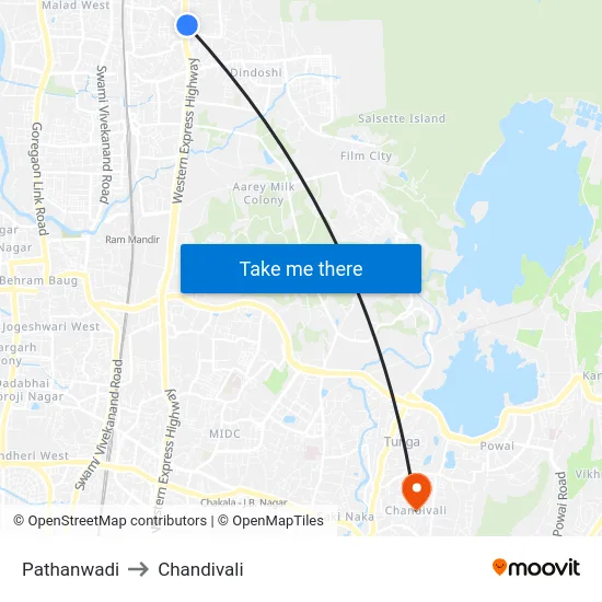 Pathanwadi to Chandivali map