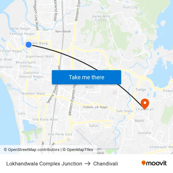 Lokhandwala Complex Junction to Chandivali map