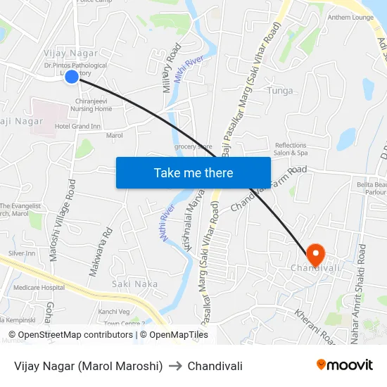 Vijay Nagar (Marol Maroshi) to Chandivali map