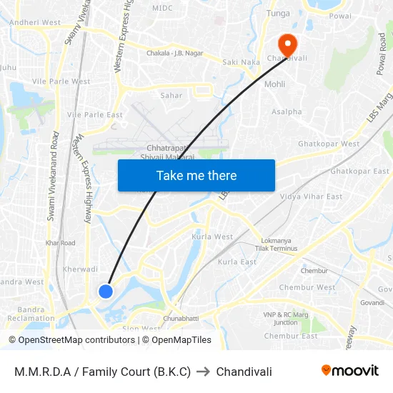 M.M.R.D.A / Family Court (B.K.C) to Chandivali map