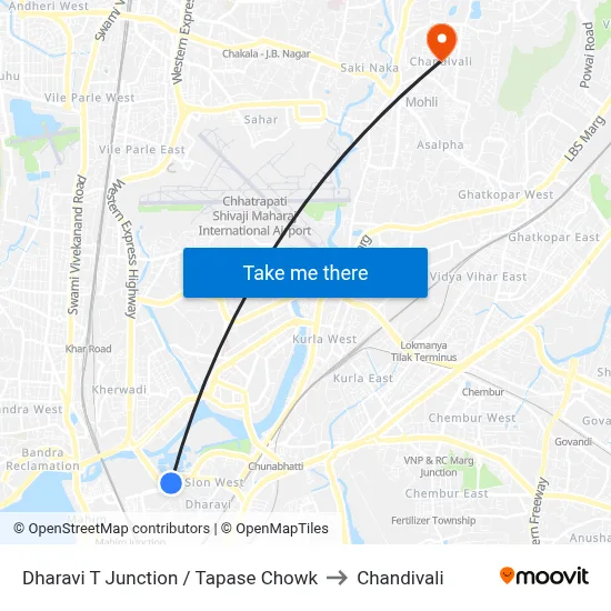 Dharavi T Junction / Tapase Chowk to Chandivali map