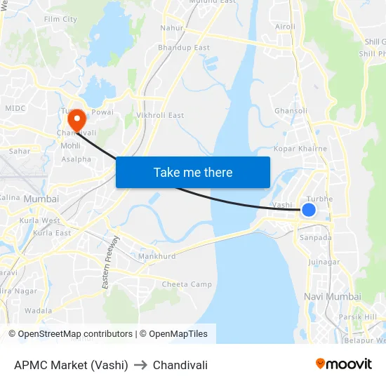APMC Market (Vashi) to Chandivali map