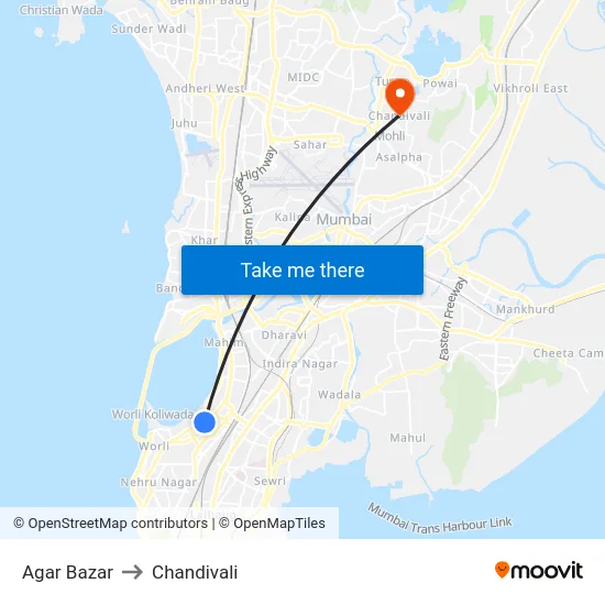 Agar Bazar to Chandivali map