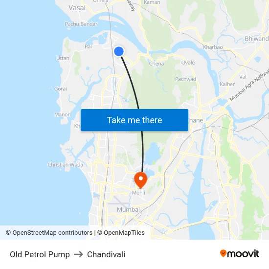 Old Petrol Pump to Chandivali map