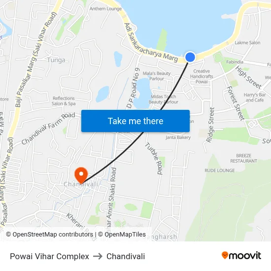 Powai Vihar Complex to Chandivali map