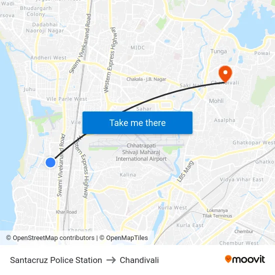Santacruz Police Station to Chandivali map