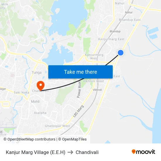 Kanjur Marg Village (E.E.H) to Chandivali map