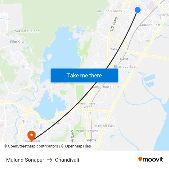 Mulund Sonapur to Chandivali map