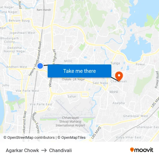 Agarkar Chowk to Chandivali map
