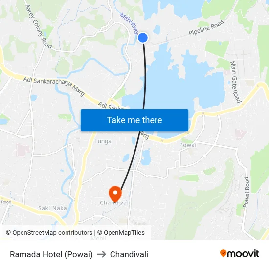 Ramada Hotel (Powai) to Chandivali map