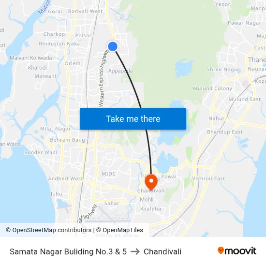 Samata Nagar Buliding No.3 & 5 to Chandivali map