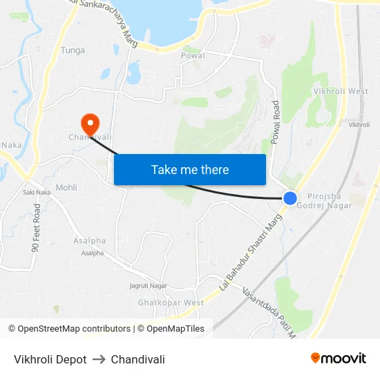 Vikhroli Depot to Chandivali map