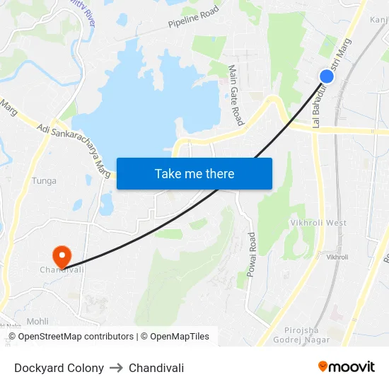 Dockyard Colony to Chandivali map