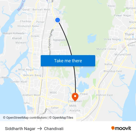 Siddharth Nagar to Chandivali map