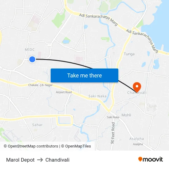 Marol Depot to Chandivali map