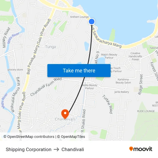 Shipping Corporation to Chandivali map