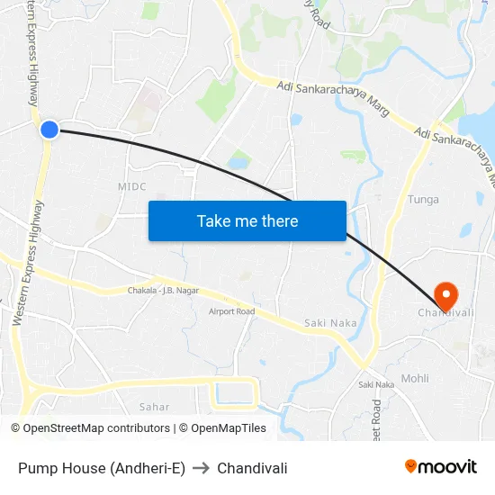 Pump House (Andheri-E) to Chandivali map