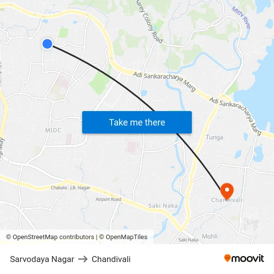 Sarvodaya Nagar to Chandivali map