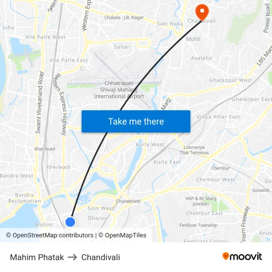 Mahim Phatak to Chandivali map