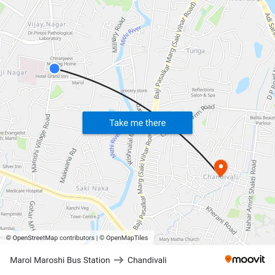 Marol Maroshi Bus Station to Chandivali map