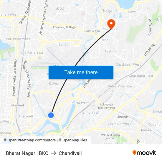 Bharat Nagar | BKC to Chandivali map