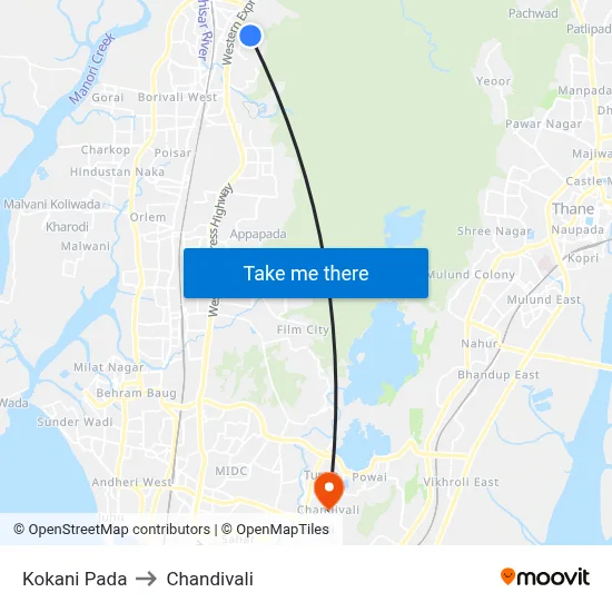 Kokani Pada to Chandivali map